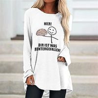 Women's Casual Dress T Shirt Dress Tee Dress Shift Dress Black And White Black gray Black Long Sleeve Letter Print Winter Fall Spring Crew Neck Winter Dress Fall Dress 2022 S M L XL XXL 3XL miniinthebox - thumbnail