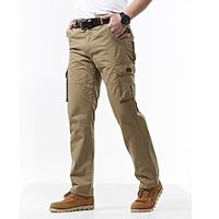 Men's Cargo Pants Cargo Trousers Work Pants Button Multi Pocket Straight Leg Plain Comfort Wearable Casual Daily Holiday Sports Fashion Army Green Khaki Lightinthebox - thumbnail