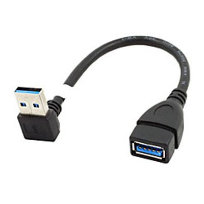 USB 3.0 Cable A Type Male to USB 3.0 A Type Female Right Angle 90 Degree Extension Cable Black 20CM miniinthebox