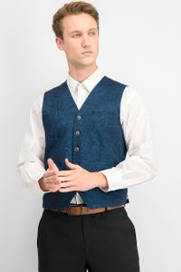 Mens Slim-Fit Stretch Paisley Knit Vest  Navy