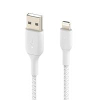 Belkin Boost Charge Braided Lightning to USB-A Cable| 2M| White | Durable Braided Cable for Fast Charging and Data Transfer