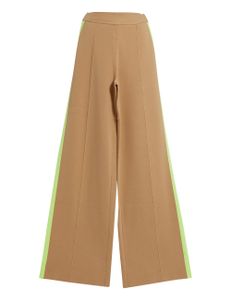 Wide-Leg Cotton Pants - Beige /Green Wide-Leg Cotton Pants - Beige /Green