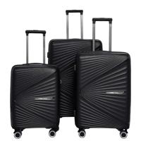 PARA JOHN Luggage Sets 3 Piece with Trolley Set with Lightweight Polypropylene Shell 8 Spinner Wheels for Travel BLACK