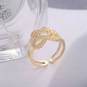 full zircon ring number eight design jewelry real gold plated ring couple ring opening adjustable yiwu wholesale Lightinthebox