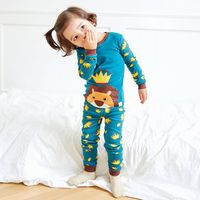 Blue Cartoon Lion Boys Pajama Set