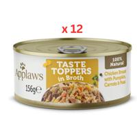 Applaws Taste Toppers in Broth Chicken With Vegetables Wet Dog Food 156g X 12