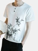 Plus Size Chinese style Breeze-Bamboo Printing T-shirt
