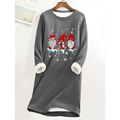 Women's Christmas Dress Sweatshirt Dress Mini Dress Teddy Fleece Warm Outdoor Christmas Vacation Crew Neck Print Santa Claus Loose Fit Gray S M L XL XXL Lightinthebox Women's Christmas Dress Sweatshirt Dress Mini Dress Teddy Fleece Warm Outdoor Christmas Vacation Crew Neck Print Santa Claus Loose Fit Gray S M L XL XXL Lightinthebox