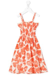 Bobo Choses heart print flared dress - ORANGE