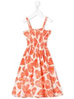 Bobo Choses heart print flared dress - ORANGE