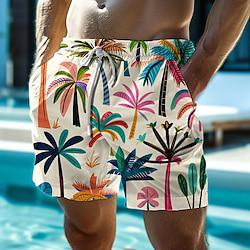 Men's Board Shorts Swim Shorts Swim Trunks Drawstring with Mesh lining Elastic Waist Colorful Flower / Floral Quick Dry Short Holiday Beach Hawaiian Casual Pink Red Micro-elastic Lightinthebox