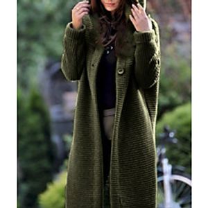 Women's Basic Knitted Solid Color Cardigan Cotton Long Sleeve Sweater Cardigans Hooded Fall Winter Red Yellow Blushing Pink miniinthebox