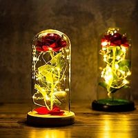 Eternal Rose LED Light: Add a Romantic Glow to Your Home with a Foil Flower Table Lamp - Perfect for Room Decor, Wedding Favors, Valentines Day Gift, Girlfriend Night Lights! Lightinthebox - thumbnail