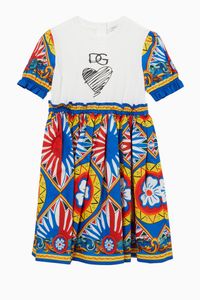 Carretto-print Dress in Poplin & Jersey