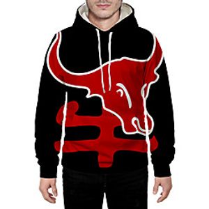 Men's Pullover Hoodie Sweatshirt Graphic 3D Animal Hooded Daily 3D Print Basic Hoodies Sweatshirts  Long Sleeve Black miniinthebox