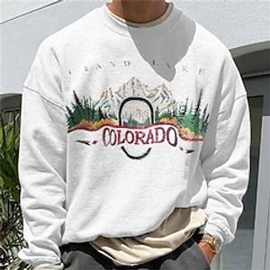 Men's Sweatshirt Pullover Graphic Landscape Print Daily Holiday Going out Hot Stamping Streetwear Casual Hoodies Sweatshirts  Long Sleeve White miniinthebox