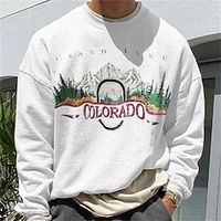 Men's Sweatshirt Pullover Graphic Landscape Print Daily Holiday Going out Hot Stamping Streetwear Casual Hoodies Sweatshirts  Long Sleeve White miniinthebox - thumbnail