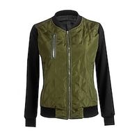 Women's Bomber Jacket Varsity Jacket Warm Breathable Outdoor Daily Wear Vacation Going out Pocket Full Zip Zipper Stand Collar Active Sports Comfortable Street Style Solid Color Regular Fit Outerwear Lightinthebox - thumbnail