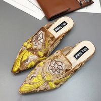 Pointed Toe Fashion 3D Embroidered Flat Loafers For Women