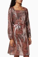 Silk Lamé Drawstring Dress - thumbnail