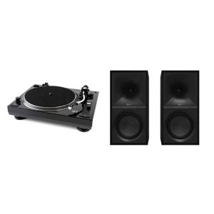 Music Hall US1 Belt-Drive Turntable + Klipsch Sevens Powered 80W Speakers Bundle Set - Black