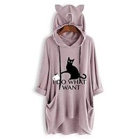 Women's Hoodie Sweatshirt Pullover Cat Letter Active Sportswear Print Pocket Drawstring Yellow Pink Blue Casual Sports Hooded Long Sleeve Top Micro-elastic Spring   Fall Lightinthebox - thumbnail