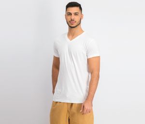 Mens Plain V Neck Tee  White