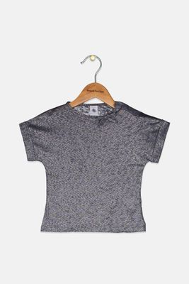 Toddler Girls Metallic Short Sleeve Top Dark Grey Toddler Girls Metallic Short Sleeve Top Dark Grey