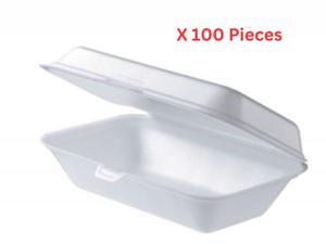 Hotpack foam Barbeque Box With Hinged Lid Set White 100 Pieces - BBQ