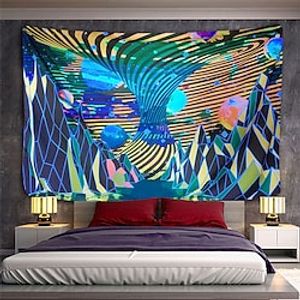 Abstract Blacklight UV Reactive Wall Tapestry Art Decor Blanket Curtain Hanging Home Bedroom Decoration Polyester Lightinthebox