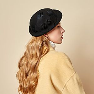 Women's Bucket Hat Party Wedding Special Occasion Flower Flower Wine Black Hat  Gray  Fall  Winter  Spring  Holiday Lightinthebox