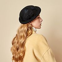 Women's Bucket Hat Party Wedding Special Occasion Flower Flower Wine Black Hat  Gray  Fall  Winter  Spring  Holiday Lightinthebox - thumbnail
