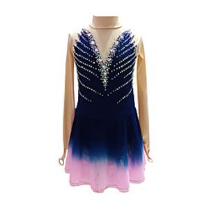 Figure Skating Dress Women's Girls' Ice Skating Dress Red Dark Navy Backless Asymmetric Hem Spandex High Elasticity Training Competition Skating Wear Patchwork Solid Color Crystal  Rhinestone Long Lightinthebox