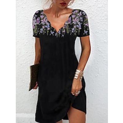 Women's A Line Dress Short Mini Dress Black Short Sleeve Floral Butterfly Ruched Print Spring Summer V Neck Elegant Casual 2022 S M L XL XXL 3XL Lightinthebox Women's A Line Dress Short Mini Dress Black Short Sleeve Floral Butterfly Ruched Print Spring Summer V Neck Elegant Casual 2022 S M L XL XXL 3XL Lightinthebox