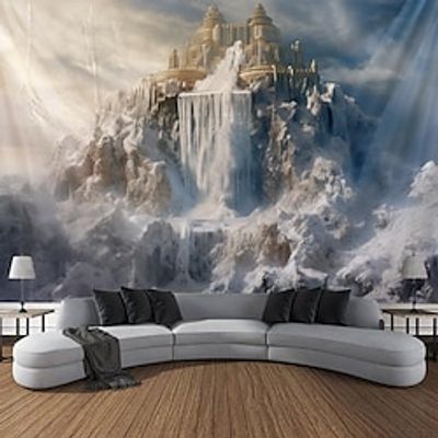 Babel Towel Waterfall Hanging Tapestry Wall Art Large Tapestry Mural Decor Photograph Backdrop Blanket Curtain Home Bedroom Living Room Decoration miniinthebox