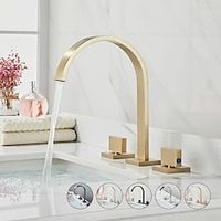 Bathroom Sink Faucet,Widespread High Arc Brass  Widespread Two Handles Three Holes Bath Taps Lightinthebox - thumbnail