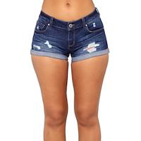 Women's Shorts Denim Plain Blue Dark Blue Casual Daily Short Going out Weekend Summer Lightinthebox