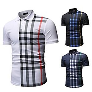 Men's Polo Other Prints Striped Short Sleeve Casual Tops Casual White Black Navy Blue Lightinthebox