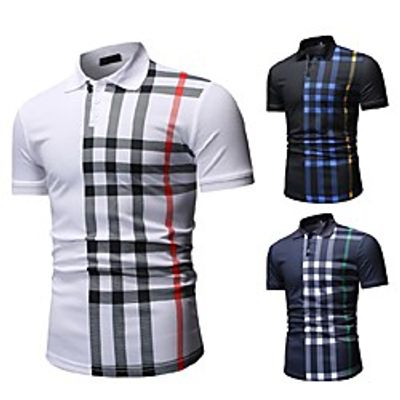 Men's Polo Other Prints Striped Short Sleeve Casual Tops Casual White Black Navy Blue Lightinthebox