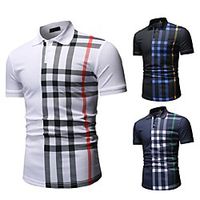 Men's Polo Other Prints Striped Short Sleeve Casual Tops Casual White Black Navy Blue Lightinthebox - thumbnail