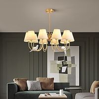 Vintage Gold Brass 6810-Lights Sputnik Chandelier Unique Flared Fabric Shade During Light Unique Metal Gooseneck Ceiling Lamp for Living Room Hallway-Copper Lightinthebox - thumbnail