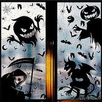 Funny Little Ghost Halloween Carved Wall Stickers Cartoon Devil Stickers Glass Refrigerator Stickers miniinthebox - thumbnail