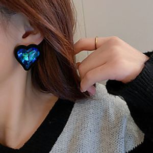 Women's Blue Stud Earrings Vintage Style Heart Simple Vintage Earrings Jewelry Dark Blue For Party Gift 1 Pair Lightinthebox
