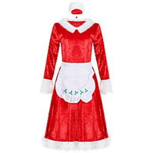 Santa Suit Flapper Dress Adults' Women's Christmas Christmas Christmas Festival / Holiday Terylene Red Women's Easy Carnival Costumes Solid Color / Skirt / Apron / Hat miniinthebox