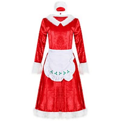 Santa Suit Flapper Dress Adults' Women's Christmas Christmas Christmas Festival / Holiday Terylene Red Women's Easy Carnival Costumes Solid Color / Skirt / Apron / Hat miniinthebox