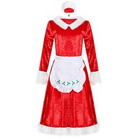 Santa Suit Flapper Dress Adults' Women's Christmas Christmas Christmas Festival / Holiday Terylene Red Women's Easy Carnival Costumes Solid Color / Skirt / Apron / Hat miniinthebox - thumbnail