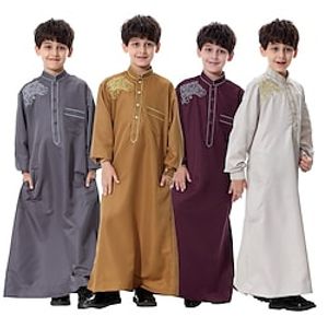 Arabian Muslim Kid's Boys Religious Saudi Arabic Robe Thobe  Jubba For Polyester Ramadan Leotard  Onesie Lightinthebox
