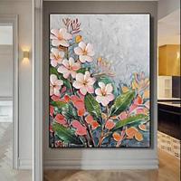 3D Hand-Painted Tropical Floral Mural painting handmade Modern flower painting for Living Room Decor Vibrant Planting Art Wall Hanging Stunning Nature Landscape Textured Oil painting wall Artwork Lightinthebox