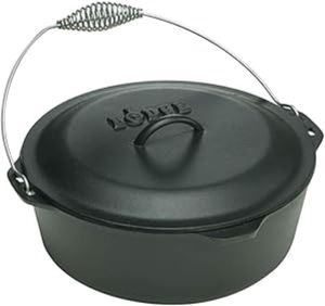 Lodge 5 Quart Cast Iron Dutch Oven, Pre-Seasoned Pot with Lid and Dual Loop Handle, Black - L8D0L3