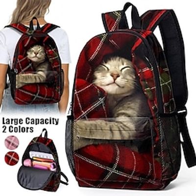 Women's Backpack School Bag Bookbag 3D Print Commuter Backpack School Christmas Daily Cat Polyester Large Capacity Lightweight Durable Zipper Print Red black Pink Lightinthebox Women's Backpack School Bag Bookbag 3D Print Commuter Backpack School Christmas Daily Cat Polyester Large Capacity Lightweight Durable Zipper Print Red black Pink Lightinthebox